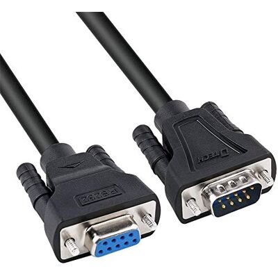 DTECH DB9 RS232 Cavo Seriale Maschio a Femmina Prolunga Modem Zero Incrociato TX RX per Comunicazione Dati (1,5 m, Nero) DTECH DB9 RS232 Cavo Seriale Maschio a Femmina Prolunga Modem Zero Incrociato TX RX per Comunicazione Dati (1,5 m, Nero)