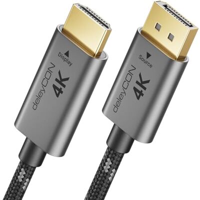 deleyCON 3,0m 4K Cavo DisplayPort a HDMI (per Monitor, TV, Proiettore) 4K@60Hz Unidirezionale DisplayPort a HDMI Connettori Alluminio + Cavo Nylon per Computer DP, PC, Scheda Grafica deleyCON 3,0m 4K Cavo DisplayPort a HDMI (per Monitor, TV, Proiettore) 4K@60Hz Unidirezionale DisplayPort a HDMI Connettori Alluminio + Cavo Nylon per Computer DP, PC, Scheda Grafica