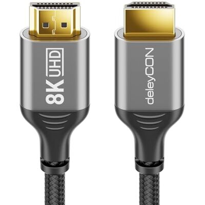 deleyCON 0,5m 8K Cavo HDMI 2.1 (48G, ULTRA Highspeed) 8K@60Hz 4K@120Hz 2K@144Hz/165Hz EARC HDCP 2.3/2.2 Compatibile con Xbox DTS:X HDR Dinamico Dolby Atmos TV PS5 Soundbar Monitor deleyCON 0,5m 8K Cavo HDMI 2.1 (48G, ULTRA Highspeed) 8K@60Hz 4K@120Hz 2K@144Hz/165Hz EARC HDCP 2.3/2.2 Compatibile con Xbox DTS:X HDR Dinamico Dolby Atmos TV PS5 Soundbar Monitor
