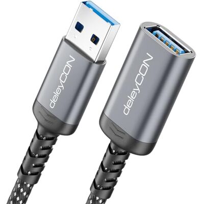 deleyCON 0,5m Prolunga USB Corta 5 Gbps (A-Maschio su A-Femmina) Connettori in Alluminio e Cavo in Nylon USB 3.0/3.2 Gen1 per Tastiera, Mouse, Stampanti, Fotocamere e Hard Disk Esterni deleyCON 0,5m Prolunga USB Corta 5 Gbps (A-Maschio su A-Femmina) Connettori in Alluminio e Cavo in Nylon USB 3.0/3.2 Gen1 per Tastiera, Mouse, Stampanti, Fotocamere e Hard Disk Esterni