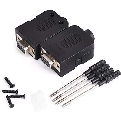 Walfront 2 connettori DB9 9 pin, tipo vite seriale a terminale femmina adattatore con custodia (adattatore seriale seriale) Walfront 2 connettori DB9 9 pin, tipo vite seriale a terminale femmina adattatore con custodia (adattatore seriale seriale)