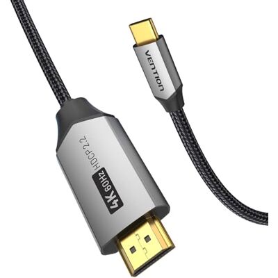 VENTION Cavo USB C a HDMI, 3m Type C 4K@60Hz UHD 3D Thunderbolt 3 a HDMI Adattatore, Placcato in Oro Maschio a Maschio Cavetto per PC Monitor, TV, iPad Pro, MacBook, Galaxy S9/S8, Surface Book 2/Go VENTION Cavo USB C a HDMI, 3m Type C 4K@60Hz UHD 3D Thunderbolt 3 a HDMI Adattatore, Placcato in Oro Maschio a Maschio Cavetto per PC Monitor, TV, iPad Pro, MacBook, Galaxy S9/S8, Surface Book 2/Go