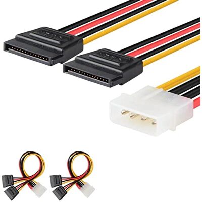 J&D 2 Confezioni 4 Pin Molex (LP4) a 2x 15 Pin SATA Cavo Adattatore Splitter Molex a 4 Pin (P4) a SATA Y Doppio 15 Pin 20cm J&D 2 Confezioni 4 Pin Molex (LP4) a 2x 15 Pin SATA Cavo Adattatore Splitter Molex a 4 Pin (P4) a SATA Y Doppio 15 Pin 20cm