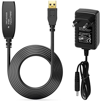 deleyCON 5m Cavo USB 3.0 Attivo Prolunga Attiva con 1 Amplificatore di Segnale e Alimentatore Cavo Ripetitore USB3.0 Cavo di Prolunga PC Computer Stampante Scanner deleyCON 5m Cavo USB 3.0 Attivo Prolunga Attiva con 1 Amplificatore di Segnale e Alimentatore Cavo Ripetitore USB3.0 Cavo di Prolunga PC Computer Stampante Scanner