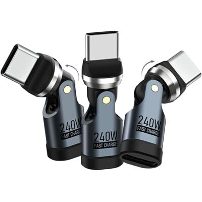 MoKo Adattatore USB C a 90 Gradi 240W Angolo Retto di Tipo C, 3 Pezzi Adattatore di Ricarica a 180° e 360°, per iPhone 17 Air 16 15 Pro Max, MacBook/iPad, Galaxy, Grigio MoKo Adattatore USB C a 90 Gradi 240W Angolo Retto di Tipo C, 3 Pezzi Adattatore di Ricarica a 180° e 360°, per iPhone 17 Air 16 15 Pro Max, MacBook/iPad, Galaxy, Grigio