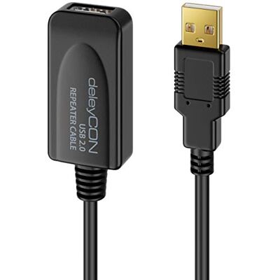 deleyCON 5m Cavo Attivo USB 2.0 Prolunga Attiva con Amplificatore di Segnale USB2.0 Ripetitore Cavo di Prolunga USB3.0 PC Stampante Scanner per Computer Nero deleyCON 5m Cavo Attivo USB 2.0 Prolunga Attiva con Amplificatore di Segnale USB2.0 Ripetitore Cavo di Prolunga USB3.0 PC Stampante Scanner per Computer Nero