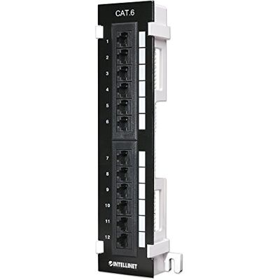 Manhattan Pannello Patch Cat 6 Pannello di distribuzione a 12 Porte – Desktop & Montaggio a Parete – Non schermato – 12 x RJ45 Femmina – TIA568A TIA568B Nero Manhattan Pannello Patch Cat 6 Pannello di distribuzione a 12 Porte – Desktop & Montaggio a Parete – Non schermato – 12 x RJ45 Femmina – TIA568A TIA568B Nero
