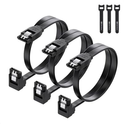 Cable Matters Pacco da 3 Cavo SATA III angolo retto 90 gradi fino a 6.0 Gbps (Cavo SATA 3) Colore Nero – 45 cm Cable Matters Pacco da 3 Cavo SATA III angolo retto 90 gradi fino a 6.0 Gbps (Cavo SATA 3) Colore Nero – 45 cm