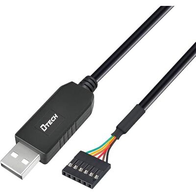 DTECH FTDI Cavo adattatore seriale da USB a TTL da 3,3 V, 6 poli, 0,1 pollici, con testa femmina UART IC FT232RL Chip Windows 10 8 7 Linux (1,8 m, nero) DTECH FTDI Cavo adattatore seriale da USB a TTL da 3,3 V, 6 poli, 0,1 pollici, con testa femmina UART IC FT232RL Chip Windows 10 8 7 Linux (1,8 m, nero)