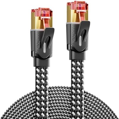 deleyCON 15m Cavo di Rete Cat7 Piatto in Nylon (10 Gbps, Conduttore Interno in Rame) Cavo Ethernet LAN Connettori RJ45 Cavo Patch per DSL, Router, Internet, WLAN Nero deleyCON 15m Cavo di Rete Cat7 Piatto in Nylon (10 Gbps, Conduttore Interno in Rame) Cavo Ethernet LAN Connettori RJ45 Cavo Patch per DSL, Router, Internet, WLAN Nero