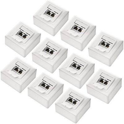 deleyCON 10x CAT 6 Universale Presa di Rete 2x Porta RJ45 Schermato Superficie o Filo 1 Gigabit Ethernet Rete EIA/TIA 568A&B Bianco deleyCON 10x CAT 6 Universale Presa di Rete 2x Porta RJ45 Schermato Superficie o Filo 1 Gigabit Ethernet Rete EIA/TIA 568A&B Bianco