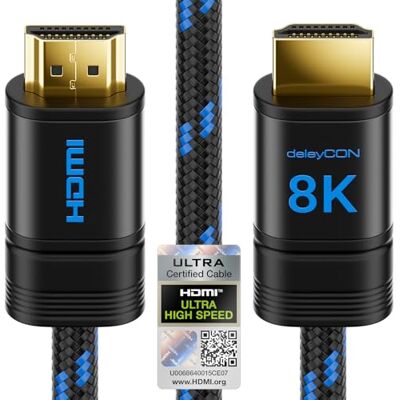 deleyCON 1m 8K HDMI 2.1b Cavo (48G, ULTRA Highspeed) Certificato, 8K@60Hz deleyCON 1m 8K HDMI 2.1b Cavo (48G, ULTRA Highspeed) Certificato, 8K@60Hz