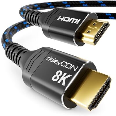 deleyCON 1,5m Cavo HDMI 2.1b 8K (48G, ULTRA Highspeed) 8K@60Hz 4K@144Hz 120Hz 2K@144Hz/165Hz EARC HDCP 2.3/2.2 per DTS:X HDR Dolby Atmos TV PS5 Xbox Soundbar Monitor deleyCON 1,5m Cavo HDMI 2.1b 8K (48G, ULTRA Highspeed) 8K@60Hz 4K@144Hz 120Hz 2K@144Hz/165Hz EARC HDCP 2.3/2.2 per DTS:X HDR Dolby Atmos TV PS5 Xbox Soundbar Monitor