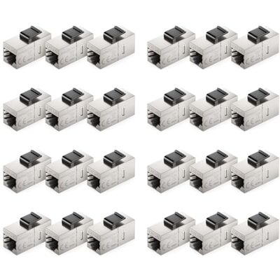 deleyCON Accoppiatore Keystone RJ45 CAT6A (Set da 24 Pezzi) STP, 2x Presa RJ45, 10 Gbit/s, 500 MHz, Collegamento 1:1 Argento deleyCON Accoppiatore Keystone RJ45 CAT6A (Set da 24 Pezzi) STP, 2x Presa RJ45, 10 Gbit/s, 500 MHz, Collegamento 1:1 Argento