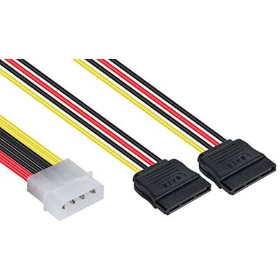 POPPSTAR 1x 10 cm Sata 3 Power Adapter Y-Cable (sdoppiamento del Cavo di Alimentazione 1x Spina Molex a 4 Pin a 2X Presa Sata a 15 Pin) POPPSTAR 1x 10 cm Sata 3 Power Adapter Y-Cable (sdoppiamento del Cavo di Alimentazione 1x Spina Molex a 4 Pin a 2X Presa Sata a 15 Pin)