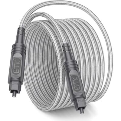 EMK Cavo audio ottico digitale Toslink, con rivestimento in nylon intrecciato, resistente e flessibile, cavo in fibra ottica Home Theater, soundbar, TV e altro 16.4Ft/5M EMK Cavo audio ottico digitale Toslink, con rivestimento in nylon intrecciato, resistente e flessibile, cavo in fibra ottica Home Theater, soundbar, TV e altro 16.4Ft/5M