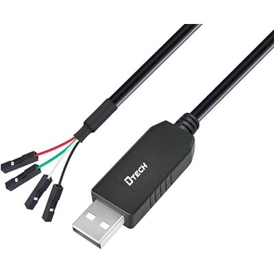 DTECH Cavo adattatore USB a TTL seriale 3,3 V TX RX Signal 4 Pin 0,1 pollici Pitch femmina PL2303 Prolific Chip Windows 10 8 7 XP Vista (1 m, nero) DTECH Cavo adattatore USB a TTL seriale 3,3 V TX RX Signal 4 Pin 0,1 pollici Pitch femmina PL2303 Prolific Chip Windows 10 8 7 XP Vista (1 m, nero)