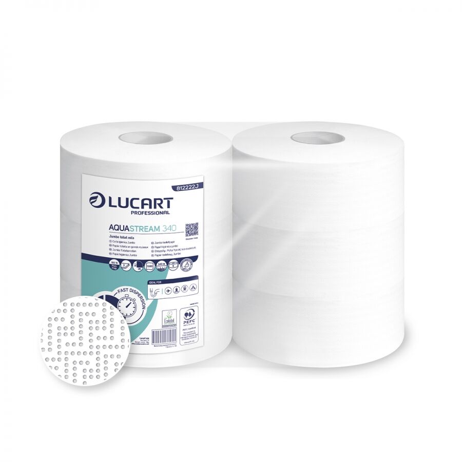 Lucart Bancale da 24 confezioni di carta igienica Aquastream 340 Maxi Jumbo da 6 rotoli