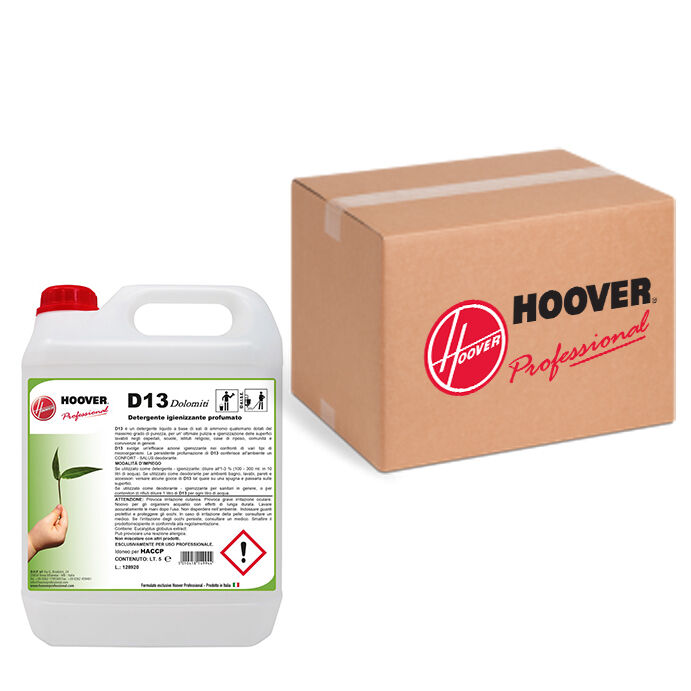 Hoover Scatola 4 taniche D13 sanificante detergente deodorante profumato 5 litri