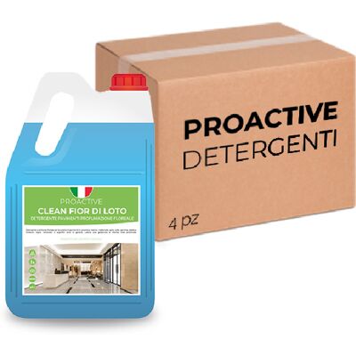 ProActive Detergenti Scatola 4 taniche di detergente pavimenti ProActive Clean Fior di Loto 5 litri ProActive Detergenti Scatola 4 taniche di detergente pavimenti ProActive Clean Fior di Loto 5 litri