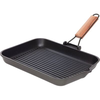 Risoli Bistecchiera in alluminio antiaderente con manico in legno - Bistecchiera Risoli Bistecchiera in alluminio antiaderente con manico in legno - Bistecchiera