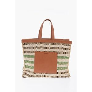 Jil Sander Borsa Tote In Raffia Con dettagli In pelle taglia Unica