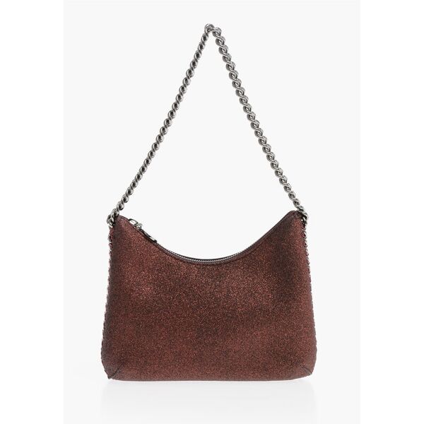 stella mccartney borsa a spalla falabella in ecopelle glitterata con catena a taglia un