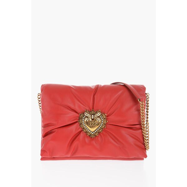 dolce&gabbana devotion borsa a spalla in pelle con cuore in metallo dorato taglia un