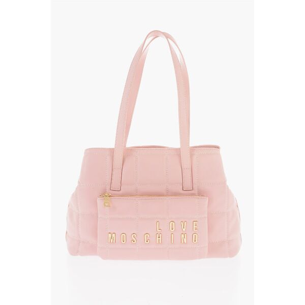 moschino love borsa a spalla in ecopelle trapuntata con logo dorato taglia unic