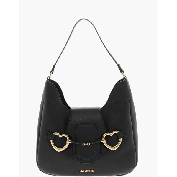 moschino love borsa hobo in ecopelle martellata con maxi morsetto a f taglia un