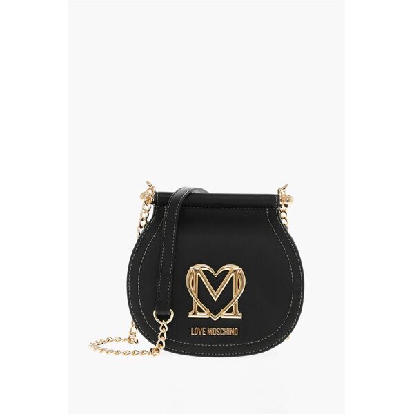 moschino love borsa in ecopelle con tracolla a catena e logo dorato taglia unic