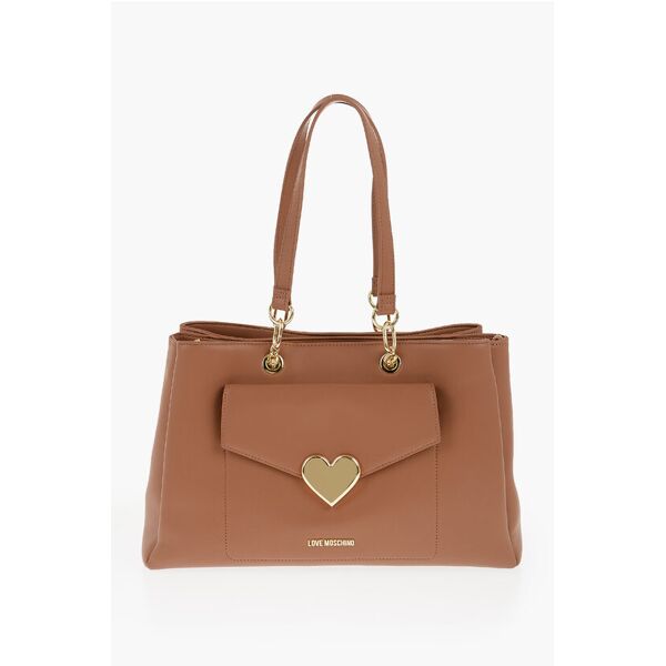 moschino love borsa tote in ecopelle con cuore dorato taglia unica