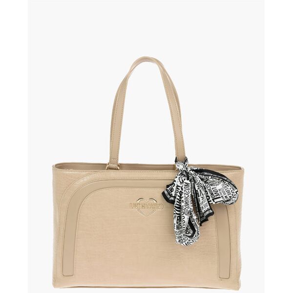 moschino love borsa tote in ecopelle effetto coccodrillo con foulard taglia uni