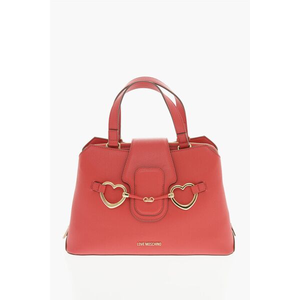 moschino love borsa tote in ecopelle martellata con morsetto frontale taglia un