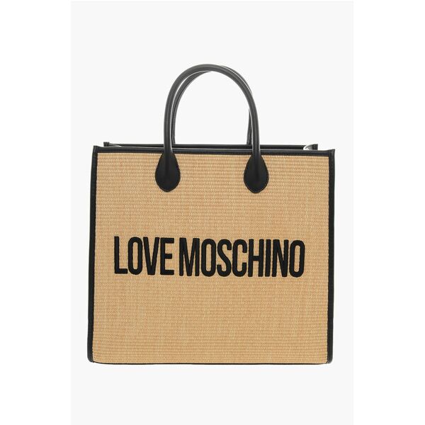 moschino love maxi borsa tote in raffia con tracolla removibile taglia unica