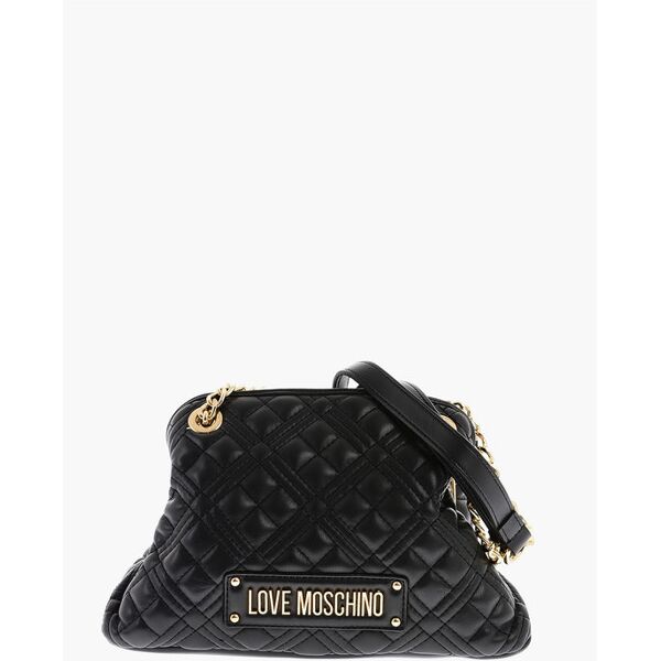 moschino love mini borsa a mano trapuntata con logo dorato taglia unica