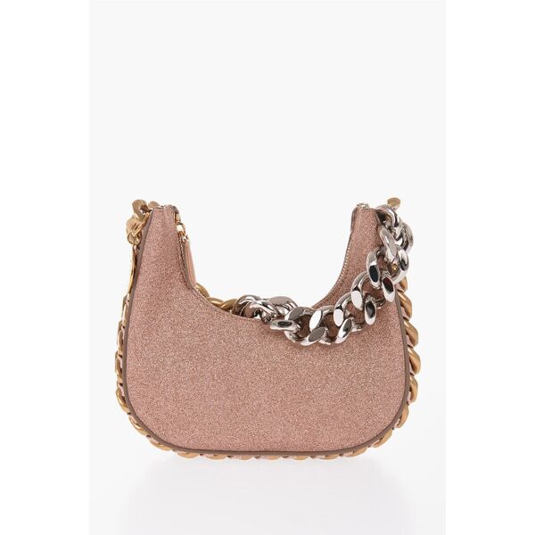 stella mccartney mini bag hobo in ecopelle glitterata con dettaglio catena sf taglia un