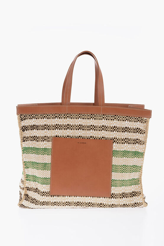 Jil Sander Borsa Tote In Raffia Con dettagli In pelle taglia Unica