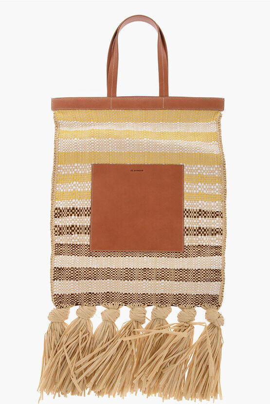 Jil Sander Borsa Tote In Raffia SUNFLOWER Con dettagli In pelle taglia Unica