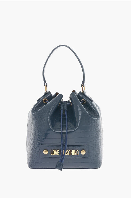 Moschino LOVE Borsa a Secchiello in Ecopelle Effetto Coccodrillo con taglia Uni