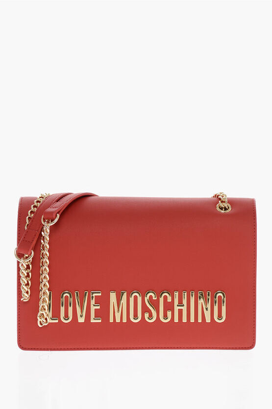 Moschino LOVE Borsa a Spalla in Ecopelle con Maxi Logo Dorato taglia Unica