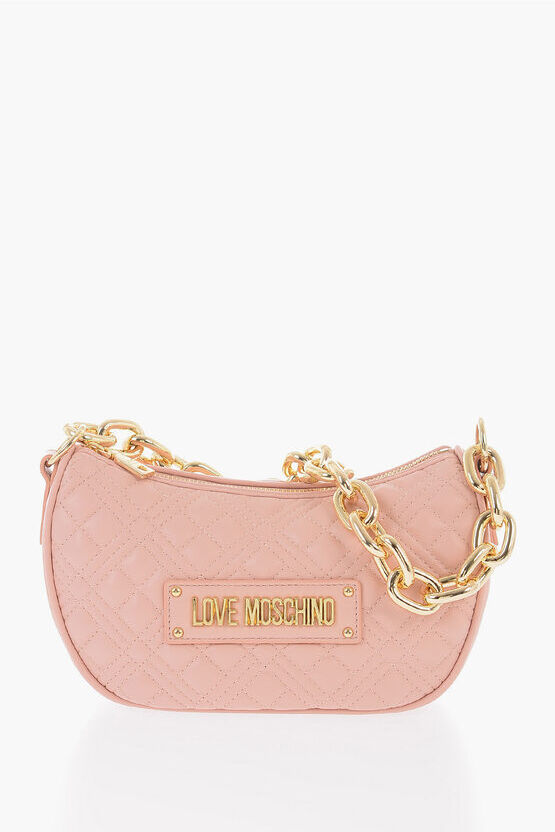 Moschino LOVE Borsa a Spalla in Ecopelle Trapuntata con Catena Dorata taglia Un