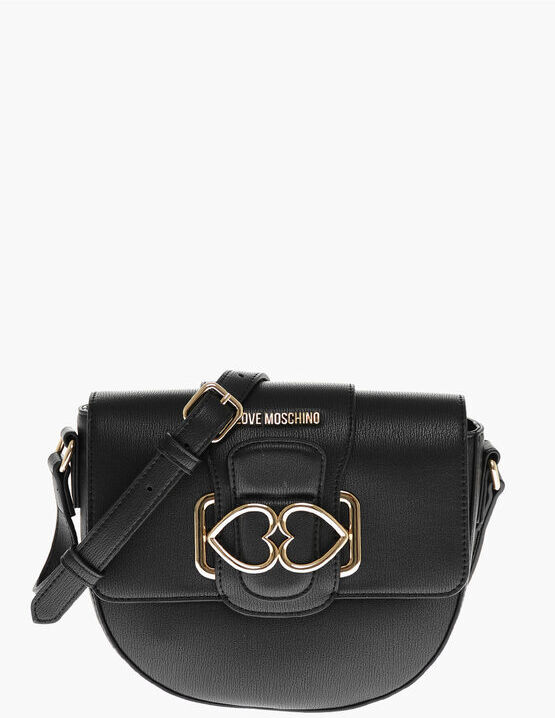 Moschino LOVE Borsa a Tracolla in Ecopelle con Doppio Cuore in Metall taglia Un