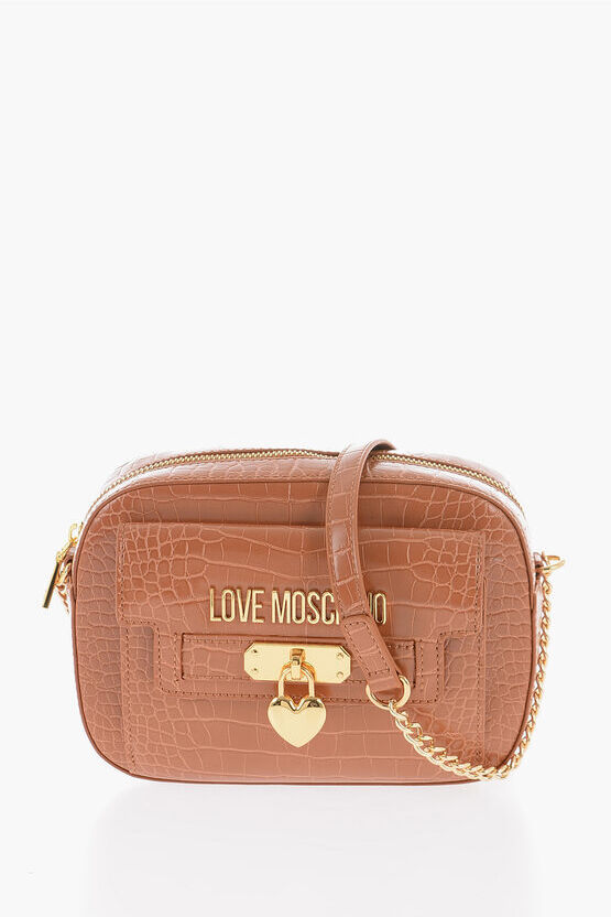 Moschino LOVE Borsa a Tracolla in Ecopelle Effetto Coccodrillo taglia Unica