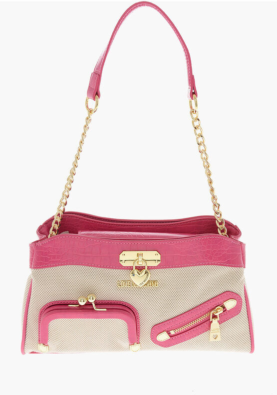 Moschino LOVE Borsa a Tracolla in Tessuto con Rifiniture in Ecopelle taglia Uni