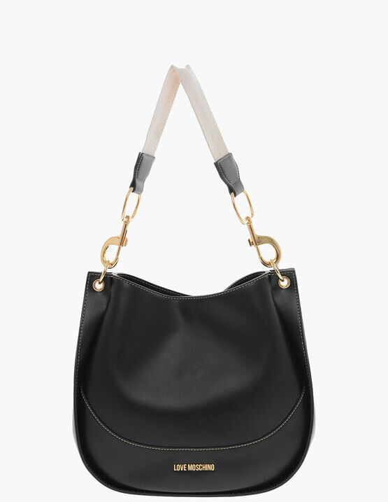 Moschino LOVE Borsa Hobo in Pelle Vegan con Logo Dorato in Lettering taglia Uni