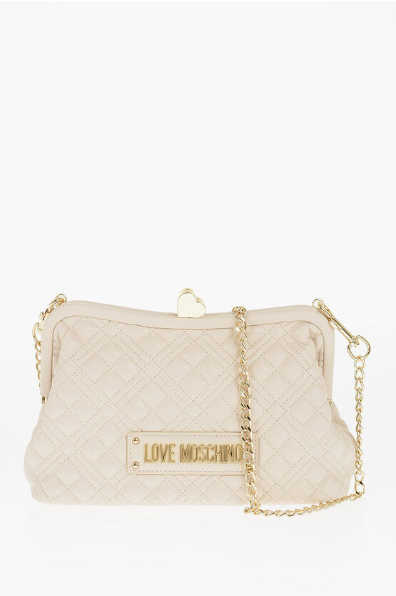 Moschino LOVE Borsa in Ecopelle Trapuntata con Catena Dorata e Dettag taglia Un