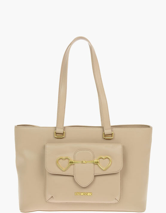 Moschino LOVE Borsa in Pelle Vegan con Maxi Tasca Frontale e Morsetto taglia Un