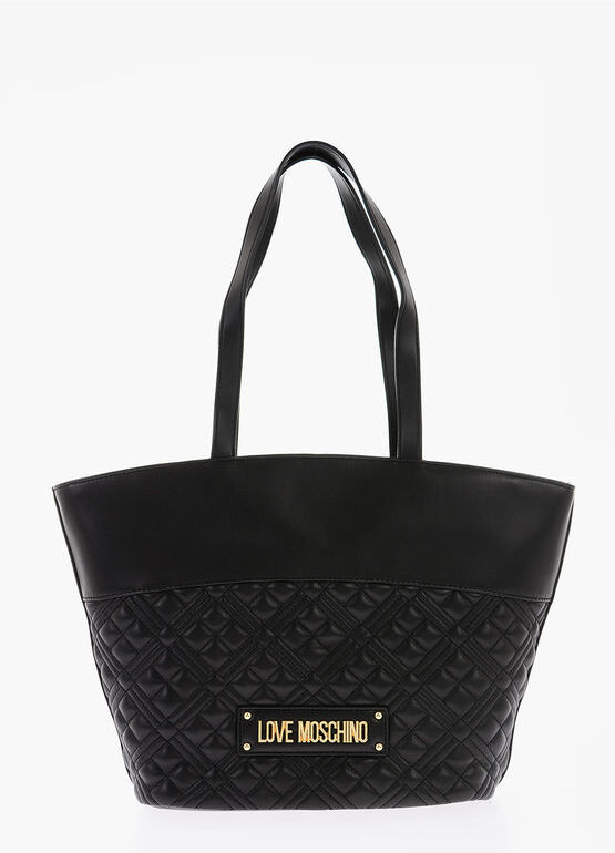 Moschino LOVE Borsa Tote in Pelle Vegan Trapuntata con Logo in Riliev taglia Un