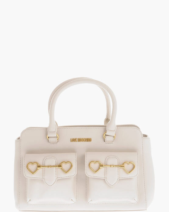 Moschino Borsa Tote in Ecopelle con Doppia Tasca e Morsetto Dorato taglia Unica